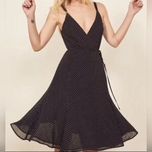 NWT Women's Reformation Mallory Polka Dot Midi Dress Size S